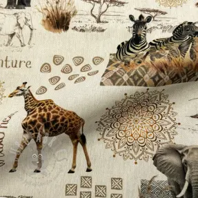 Tkanina dekoracyjna Linenlook Wildlife Safari Trip digital print