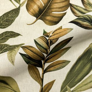 Tkanina dekoracyjna Linenlook Botanic Bold Leaf digital print