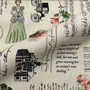 Tkanina dekoracyjna Linenlook Regal Newspaper digital print