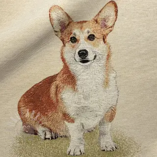 Tkanina dekoracyjna GOBELIN PREMIUM Sitting Corgi Dog PANEL