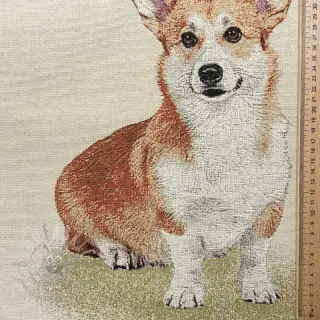 Tkanina dekoracyjna GOBELIN PREMIUM Sitting Corgi Dog PANEL