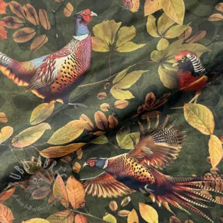 Tkanina dekoracyjna VELVET Pheasant Forest Leaf