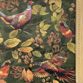Tkanina dekoracyjna VELVET Pheasant Forest Leaf