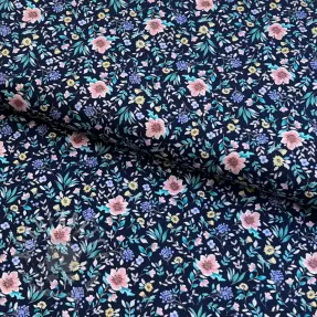 Bawełniana tkanina Flowers Tara navy design B digital print