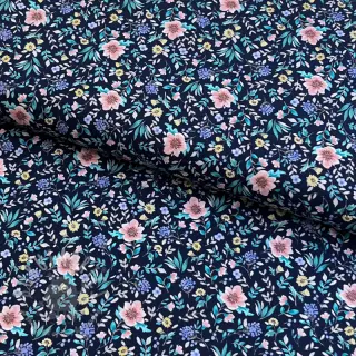 Bawełniana tkanina Flowers Tara navy design B digital print
