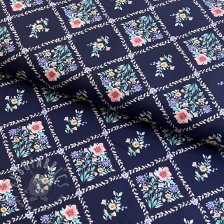 Bawełniana tkanina Flowers Tara navy design A digital print