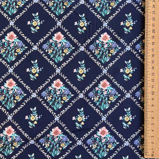 Bawełniana tkanina Flowers Tara navy design A digital print