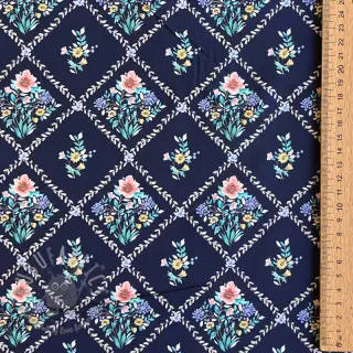 Bawełniana tkanina Flowers Tara navy design A digital print