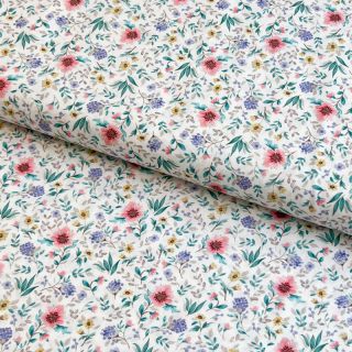 Bawełniana tkanina Flowers Tara off white design B digital print