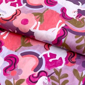 Bawełniana tkanina Unicorns mauve digital print