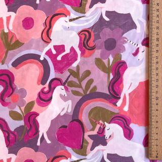 Bawełniana tkanina Unicorns mauve digital print