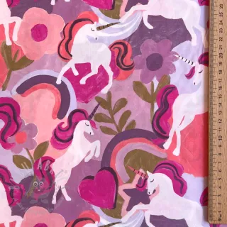 Bawełniana tkanina Unicorns mauve digital print