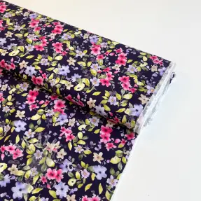 Wiskoza RADIANCE Flower Uma navy digital print