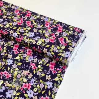 Wiskoza RADIANCE Flower Uma navy digital print