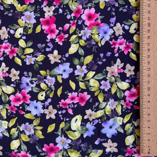 Wiskoza RADIANCE Flower Uma navy digital print