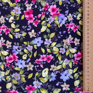 Wiskoza RADIANCE Flower Uma navy digital print