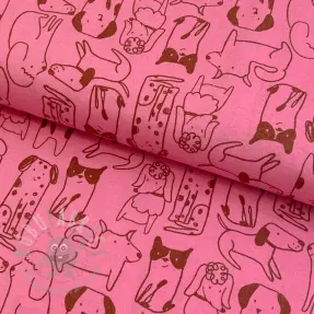 Bawełniana tkanina FLANNEL Dogs pink