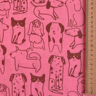Bawełniana tkanina FLANNEL Dogs pink
