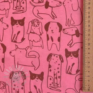 Bawełniana tkanina FLANNEL Dogs pink
