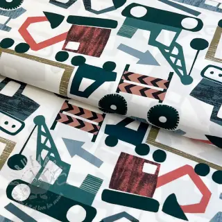 Bawełniana tkanina Vehicles off white digital print