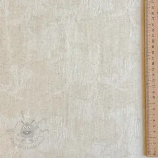 Bawełniana tkanina z lnem JACQUARD Flowers natural