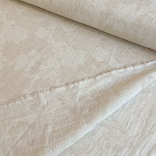 Tkanina bawełniana z lnem JACQUARD Flowers natural