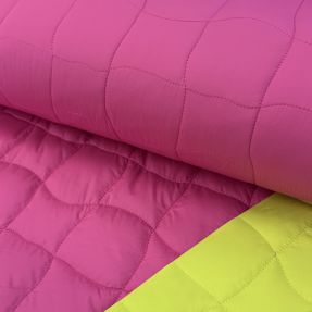 Pikowana tkanina Graphic square pink lime