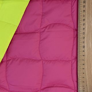 Pikowana tkanina Graphic square pink lime
