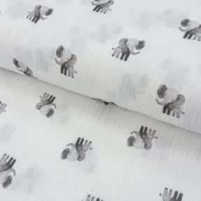 Muślin double gauze Animals design A digital print ORGANIC