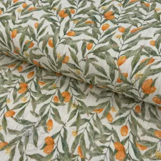 Muślin double gauze Leaves off white digital print