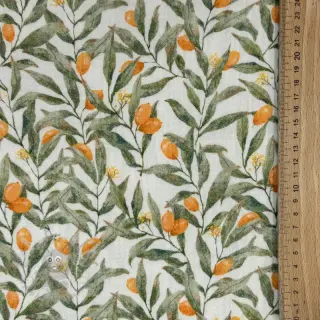 Muślin double gauze Leaves off white digital print