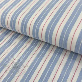 Muślin double gauze YARN DYED Line blue