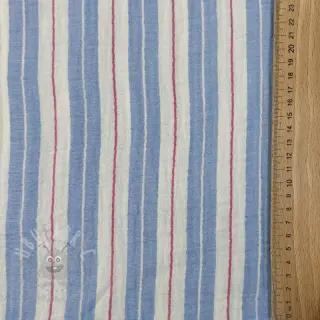 Muślin double gauze YARN DYED Line blue