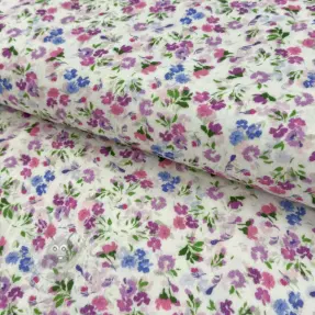 Muślin double gauze Flower Michaela off white digital print