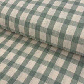Muślin double gauze LINEN YARN DYED Checks sage natural