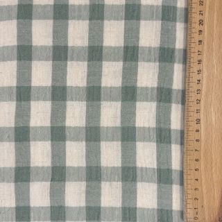 Muślin double gauze LINEN YARN DYED Checks sage natural