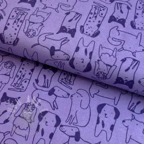 Bawełniana tkanina FLANNEL Dogs purple
