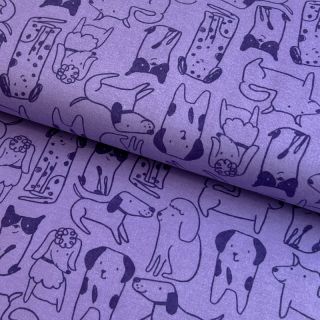 Bawełniana tkanina FLANNEL Dogs purple