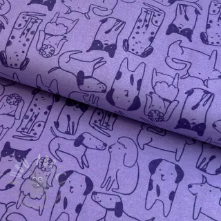 Bawełniana tkanina FLANNEL Dogs purple