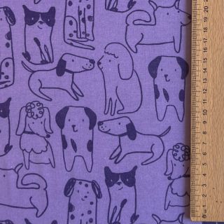 Bawełniana tkanina FLANNEL Dogs purple