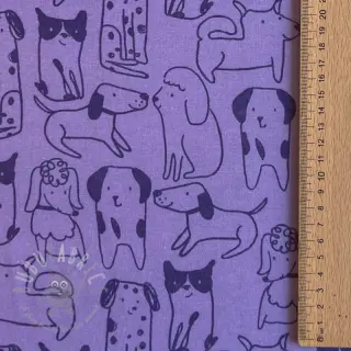 Bawełniana tkanina FLANNEL Dogs purple