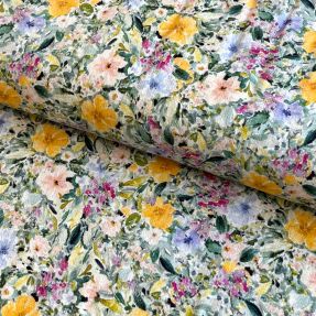 Tkanina wiskozowa z lnem CREPE Flowers Simi digital print
