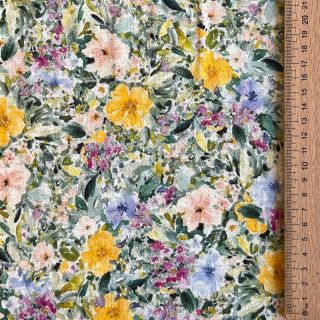 Tkanina wiskozowa z lnem CREPE Flowers Simi digital print