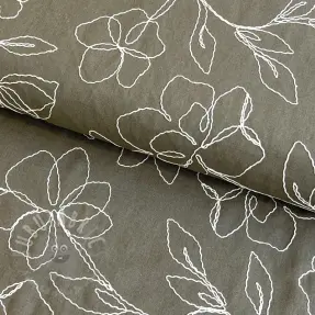 Tkanina wiskozowa z lnem EMBROIDERY Flower Danielle pickle