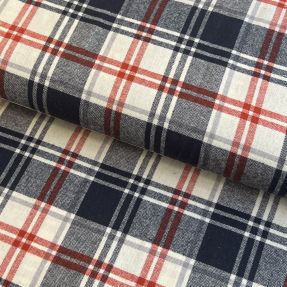 Bawełna YARN DYED CHECK BRUSHED navy brick