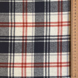 Bawełniana tkanina YARN DYED CHECK BRUSHED navy brick