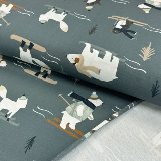 Dresówka Winter animals sage digital print