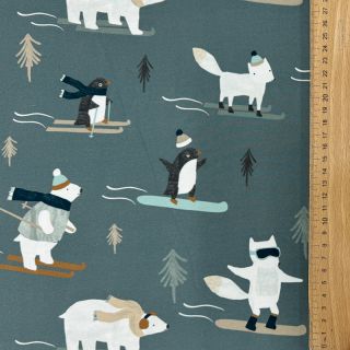 Dresówka Winter animals sage digital print