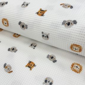 Wafel bawełniany Animals white digital print