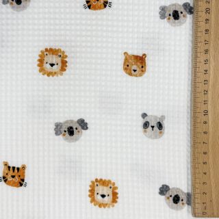 Wafel bawełniany Animals white digital print
